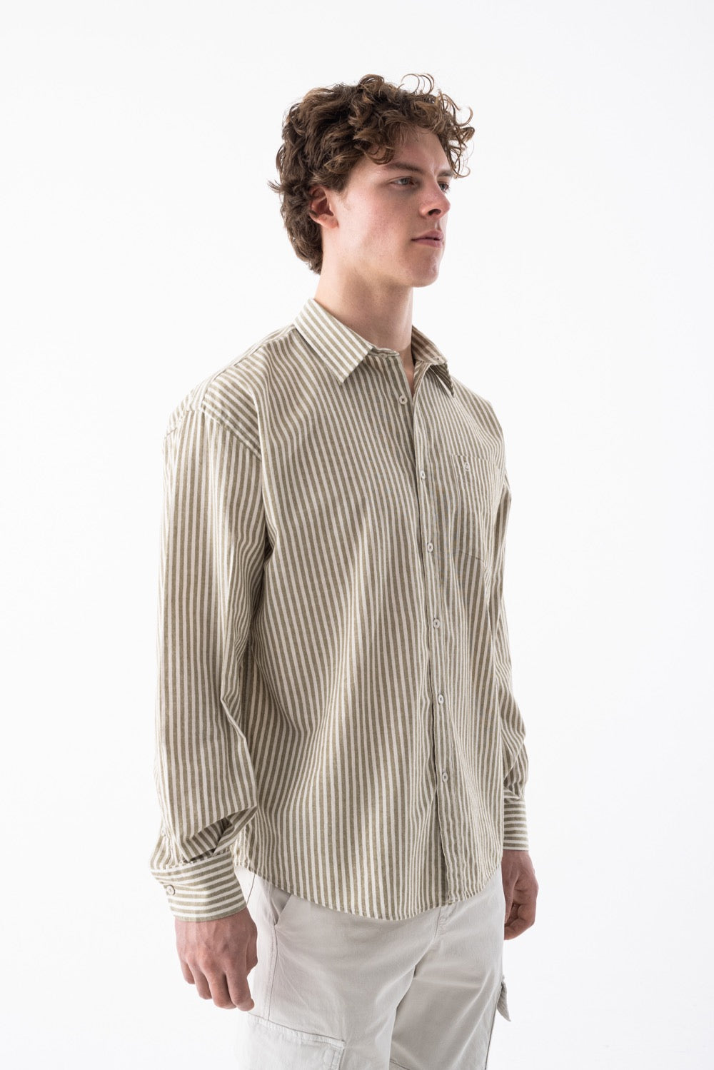 Striped Linen-Blend Long-Sleeve Shirt