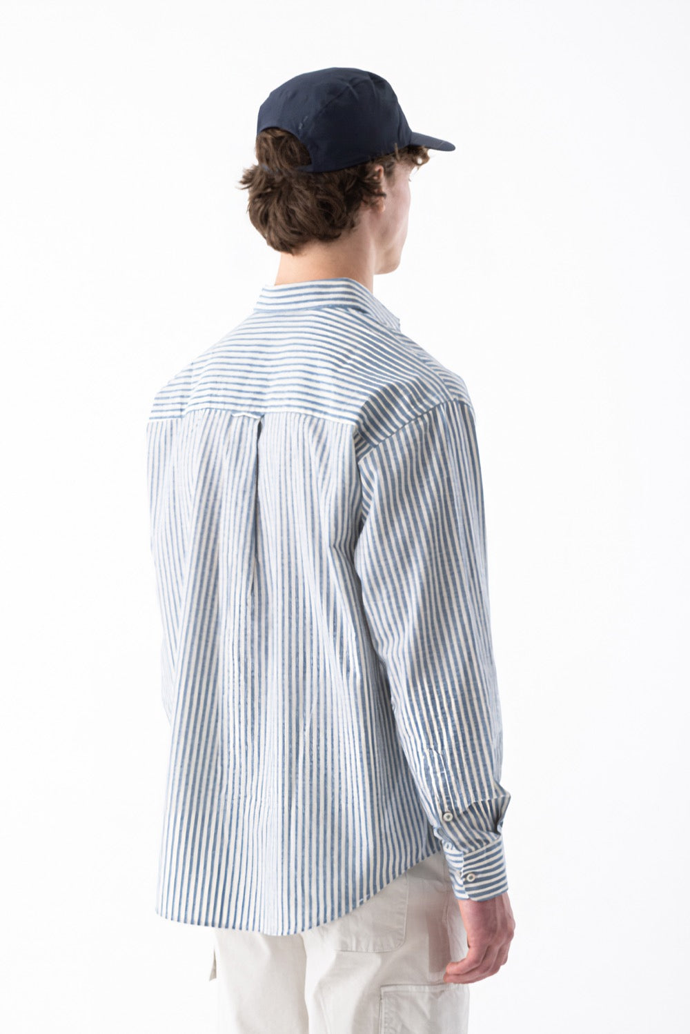 Striped Linen-Blend Long-Sleeve Shirt