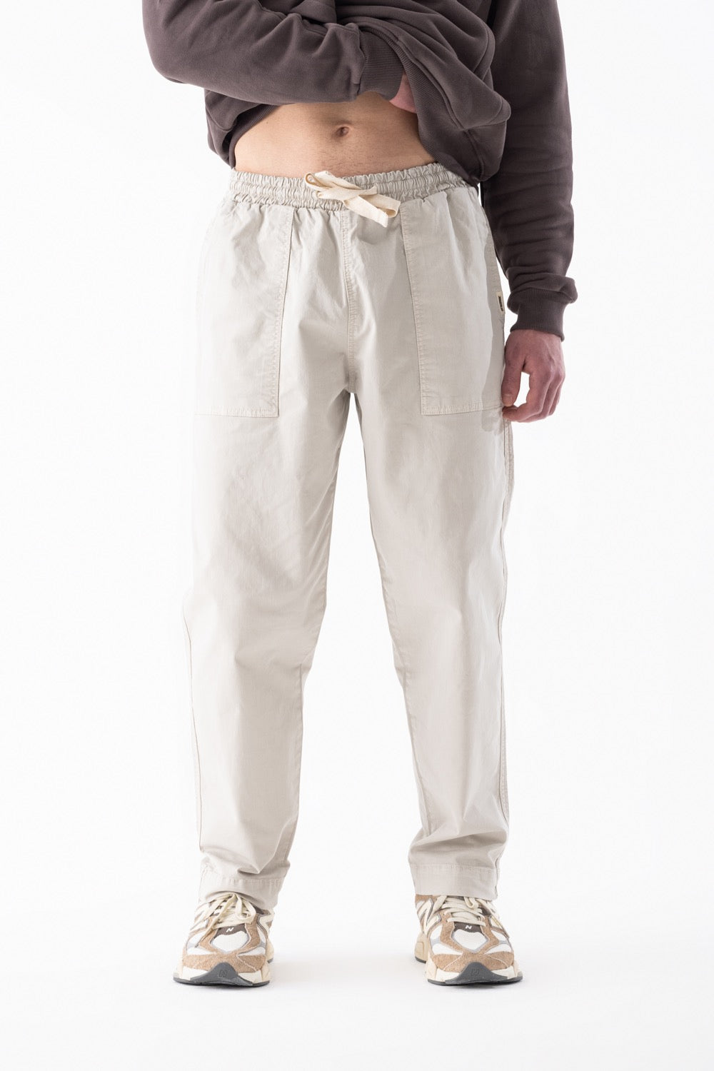 Airlife Drawstring Relaxed Everyday Pants in Cream