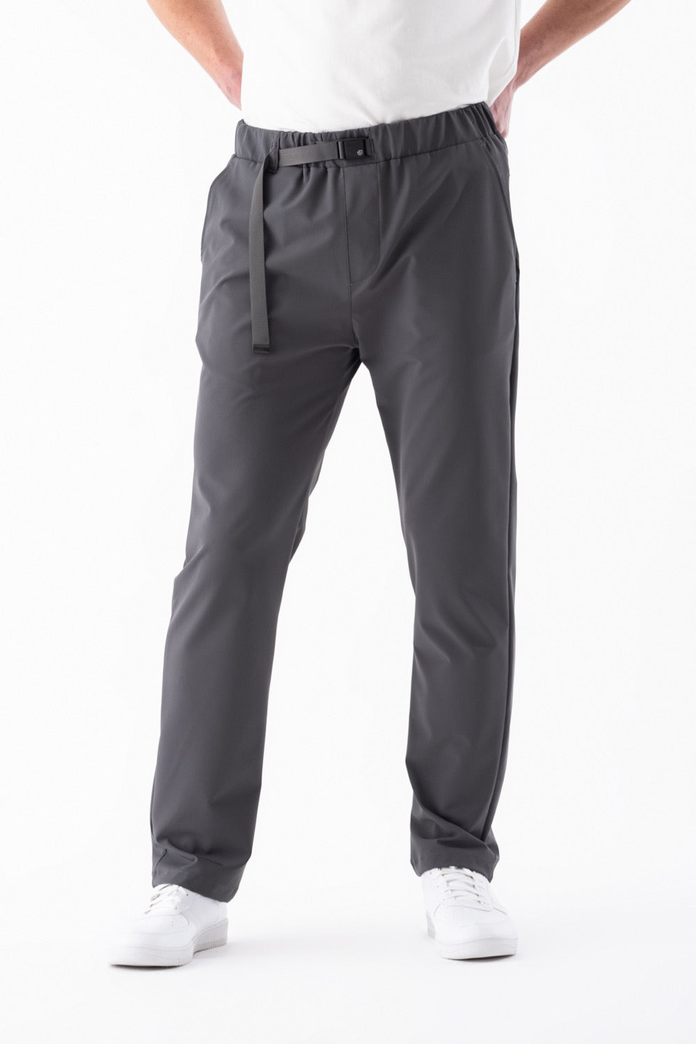 Airlife Waterproof Belted Slim Pants in Charcoal