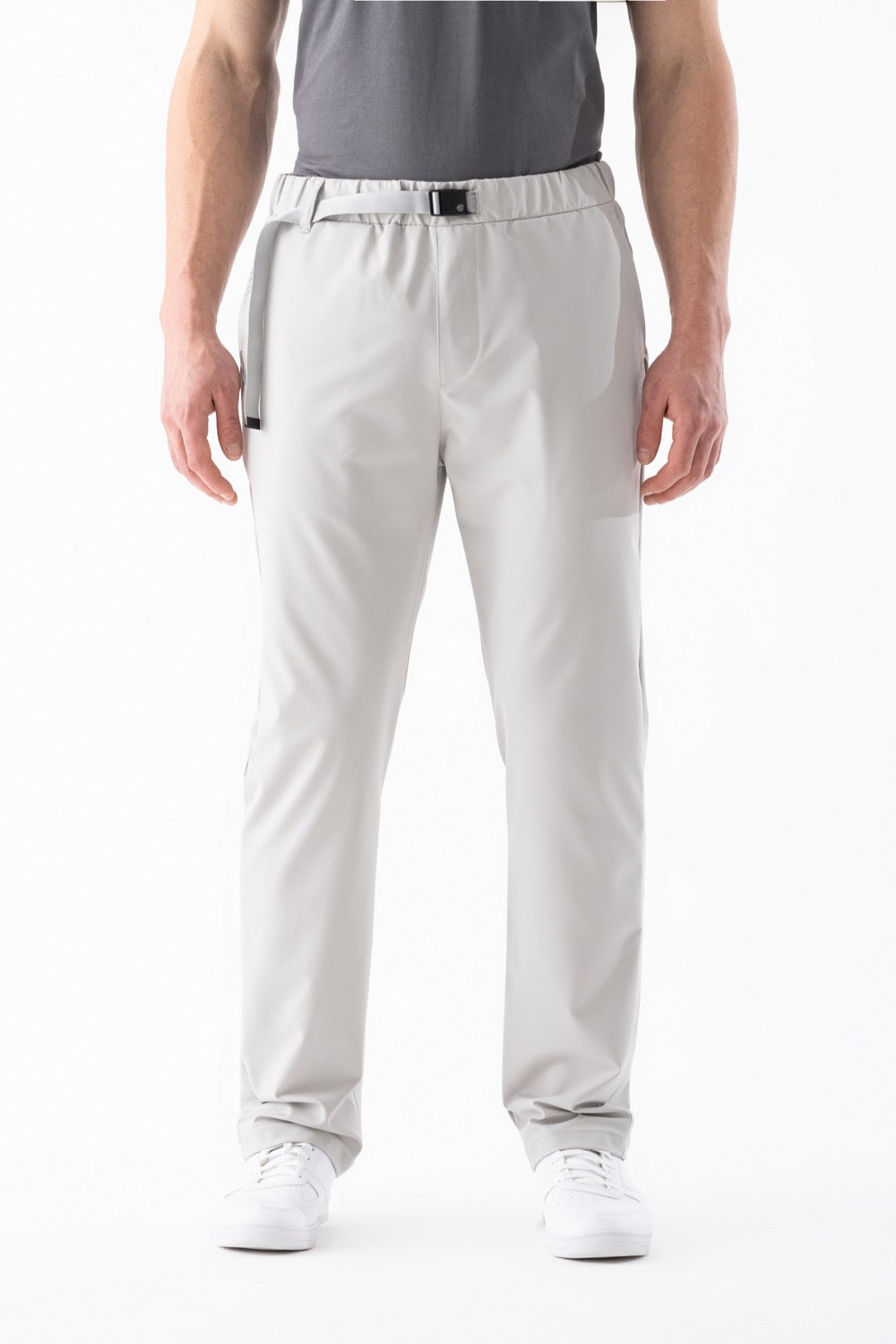 Airlife Waterproof Belted Slim Pants in Light Grey