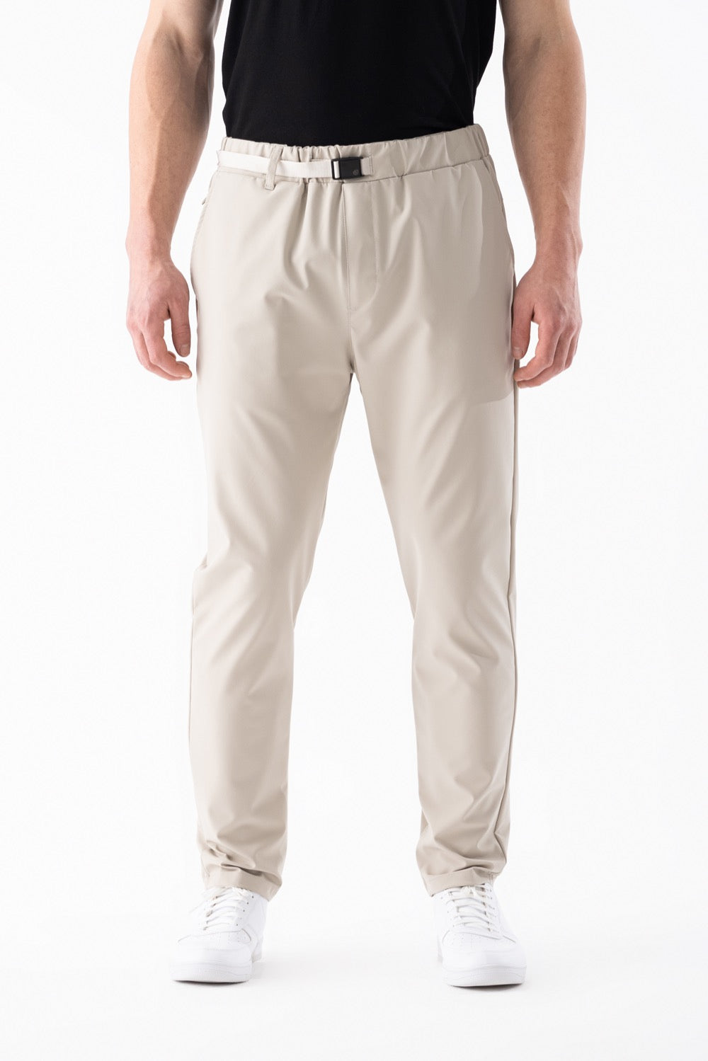Airlife Waterproof Belted Pleated Pants in Cream