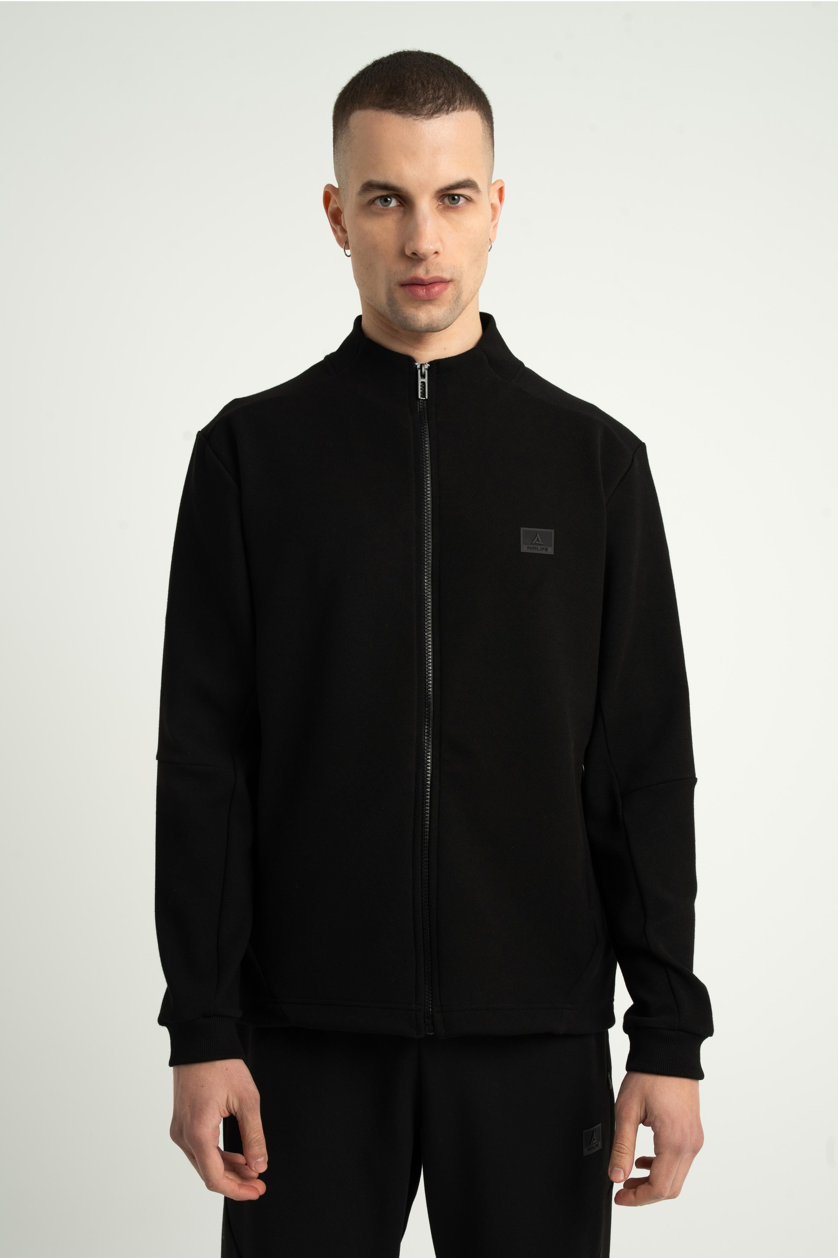 Airlife Patch Logo Zip Jacket in Black