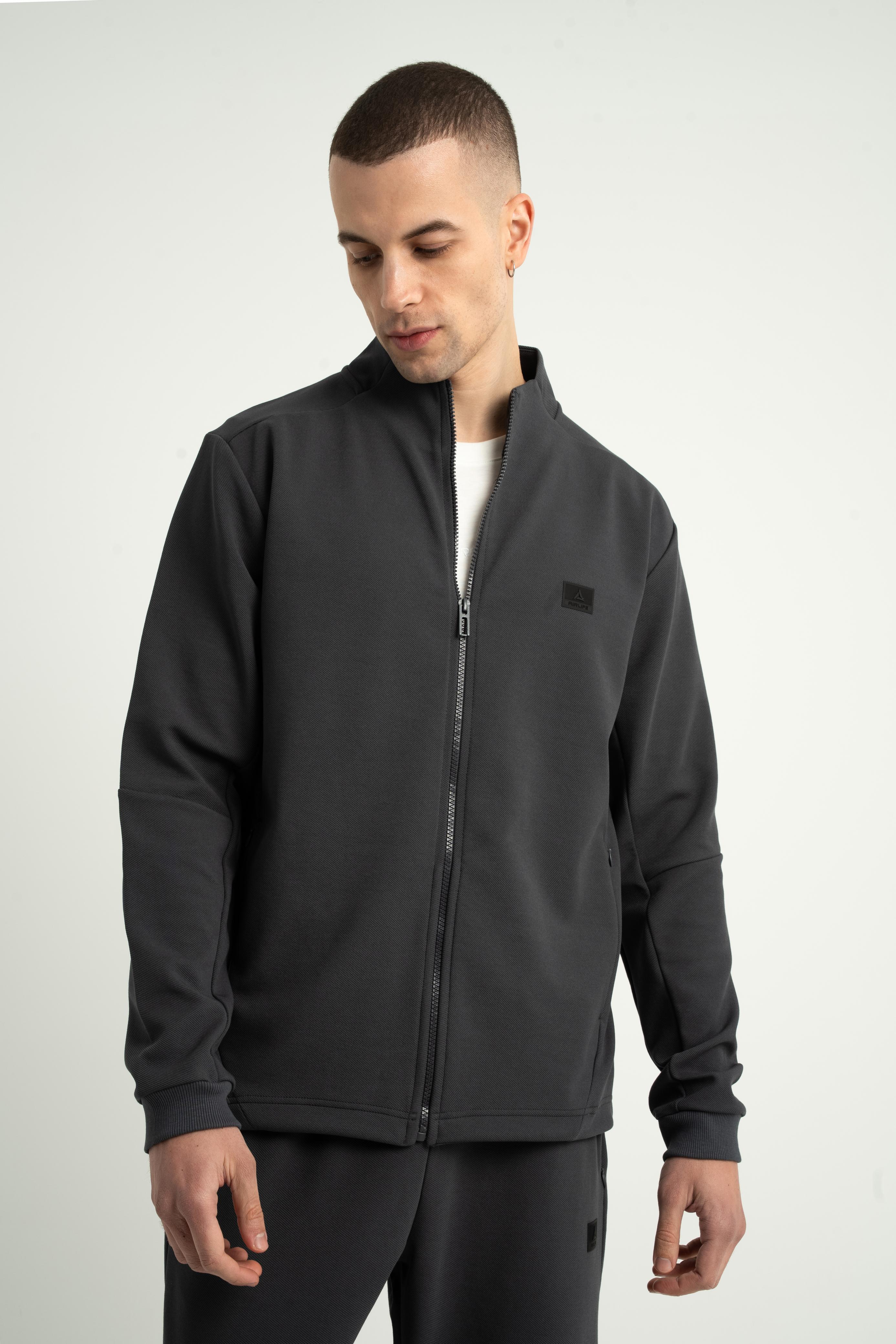 Airlife Patch Logo Zip Jacket in Charcoal