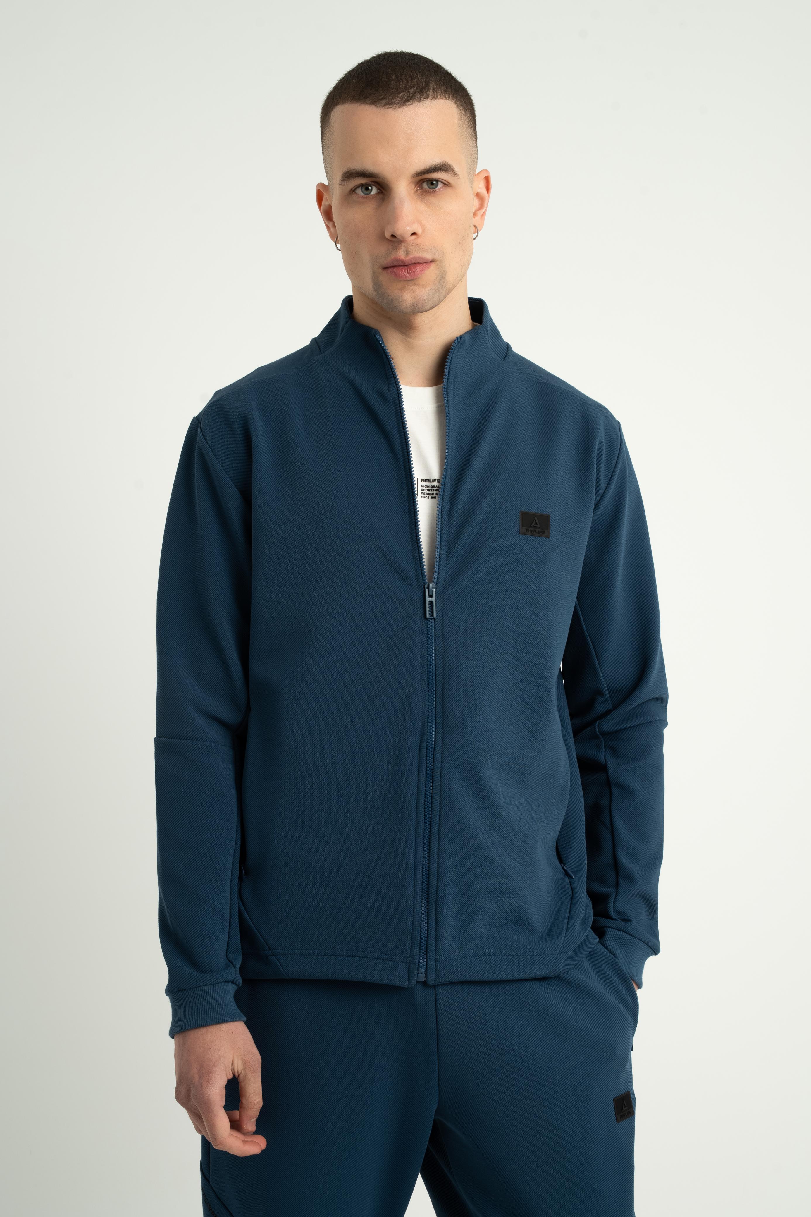 Airlife Patch Logo Zip Jacket in Navy
