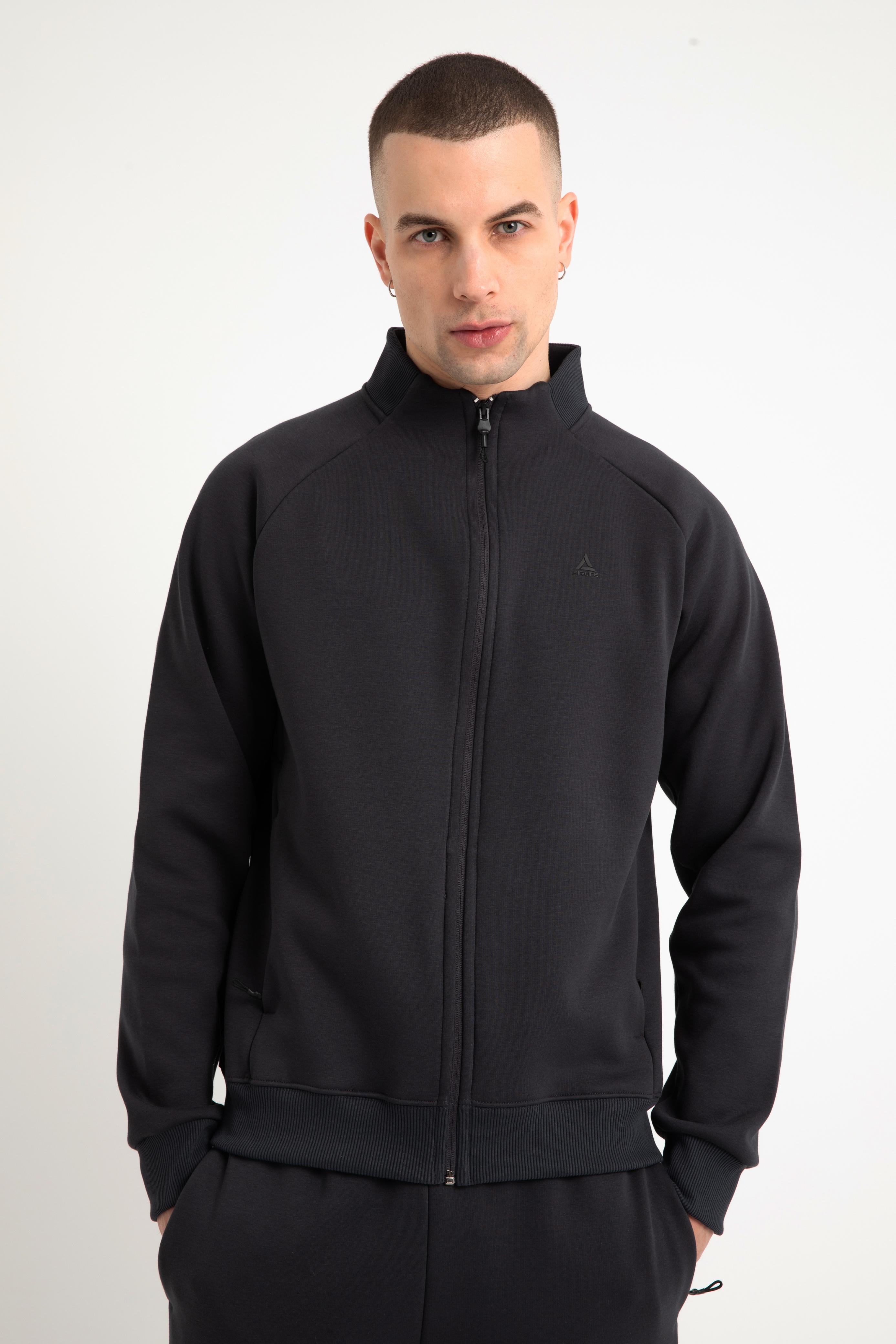 Airlife Tech Scuba Zip-Up Track Jacket in Black