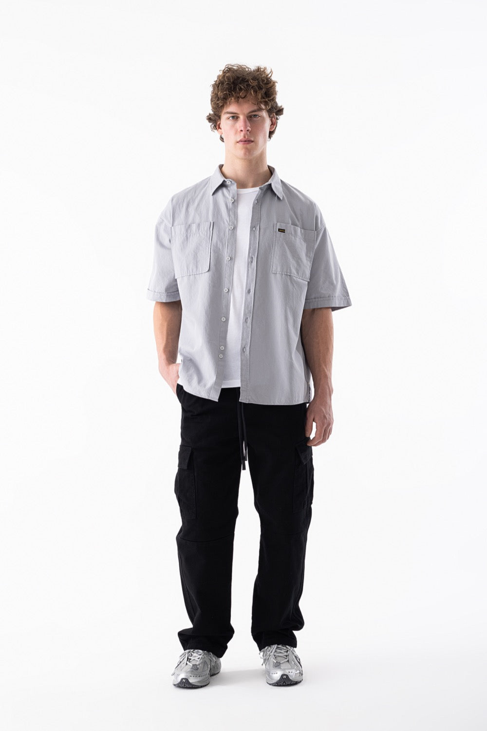 Oversized Dual-Pocket Short-Sleeve Shirt