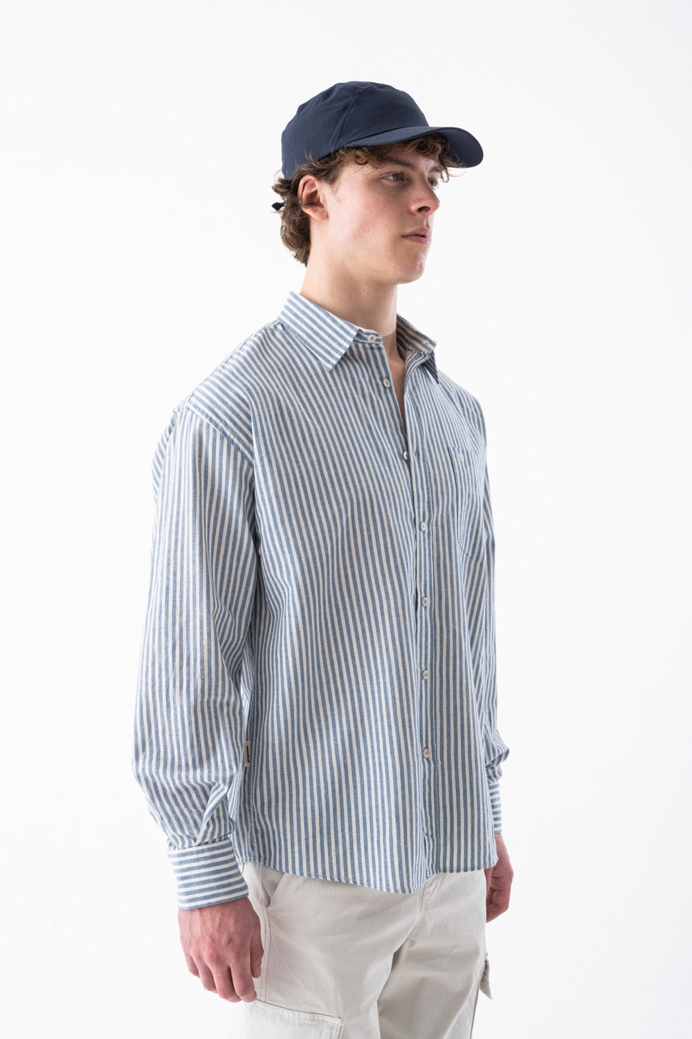 Striped Linen-Blend Long-Sleeve Shirt