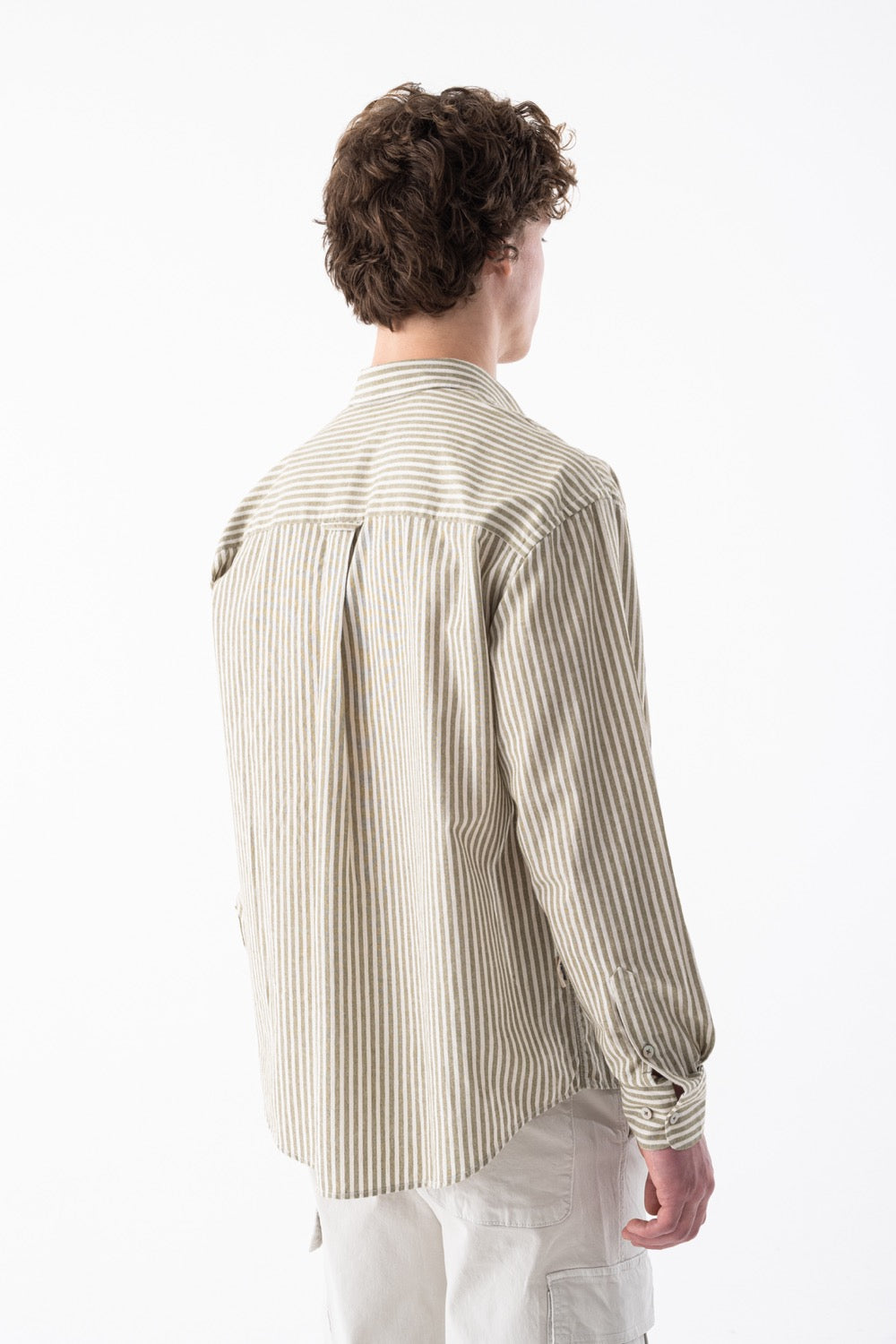 Striped Linen-Blend Long-Sleeve Shirt