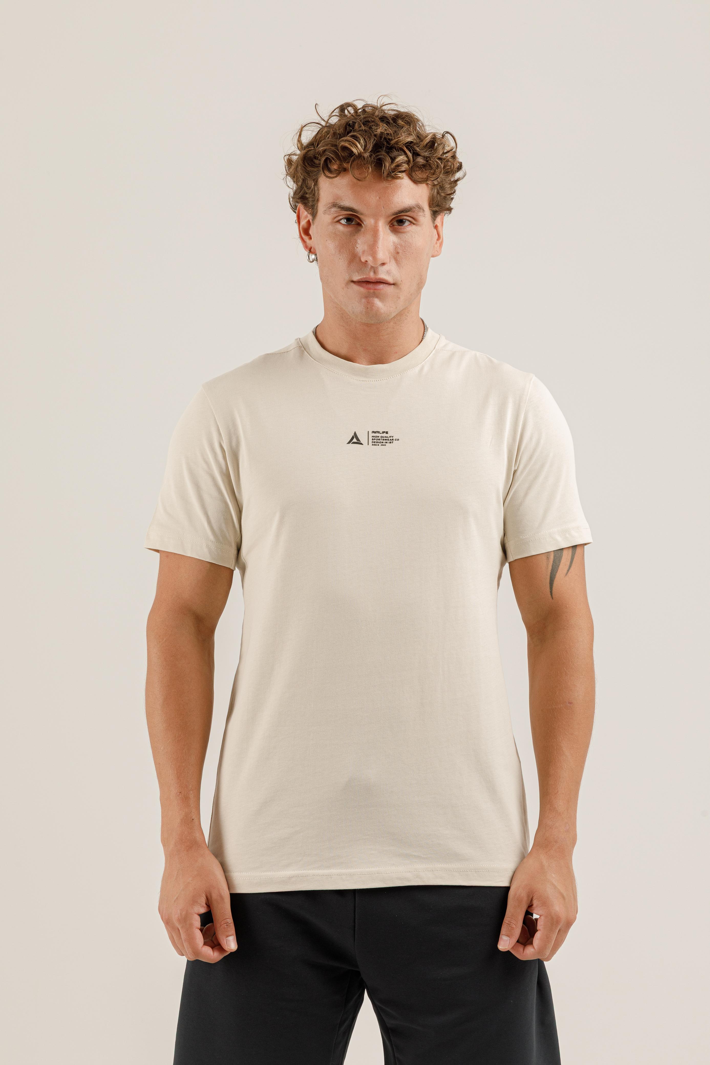 Airlife Airlife Logo Print T-Shirt in Cream