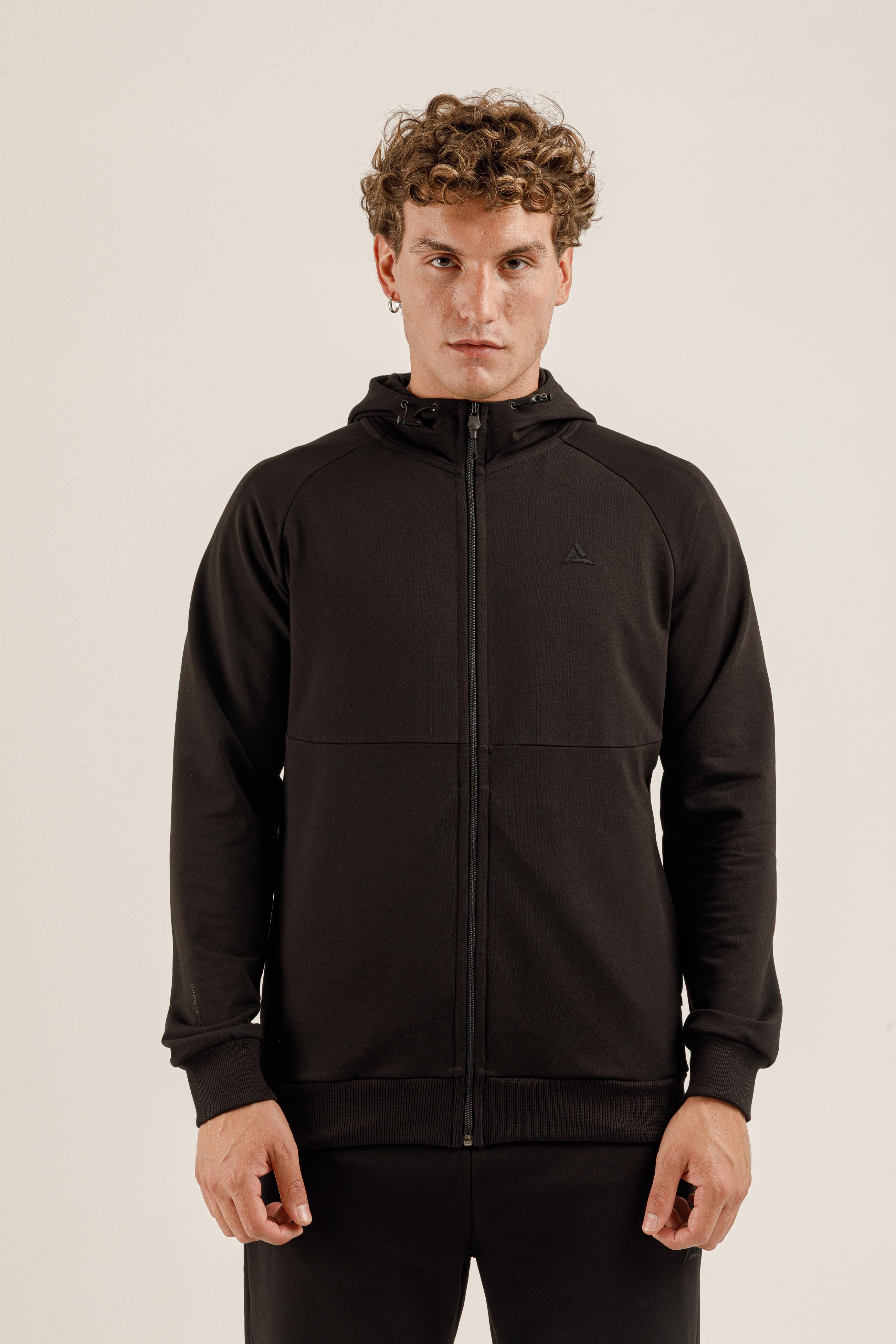Airlife Panel Seam Full-Zip Hoodie in Black