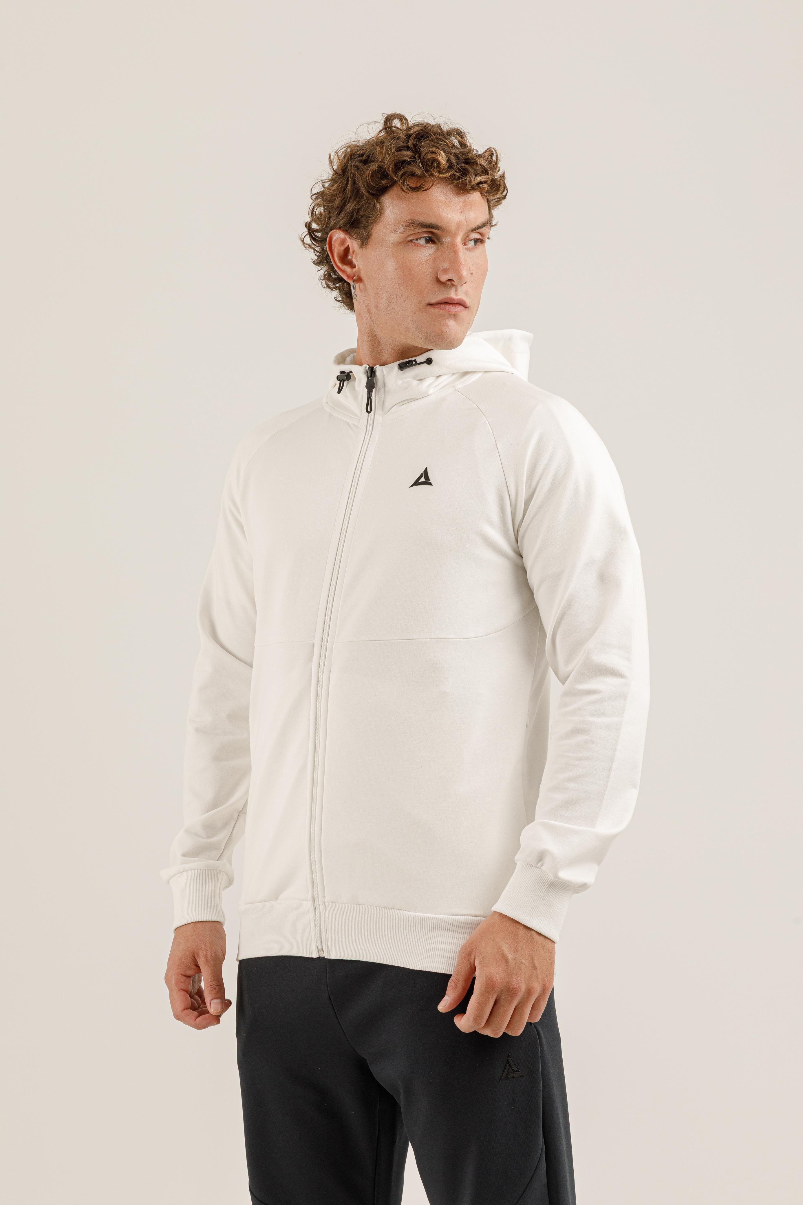 Airlife Panel Seam Full-Zip Hoodie in White
